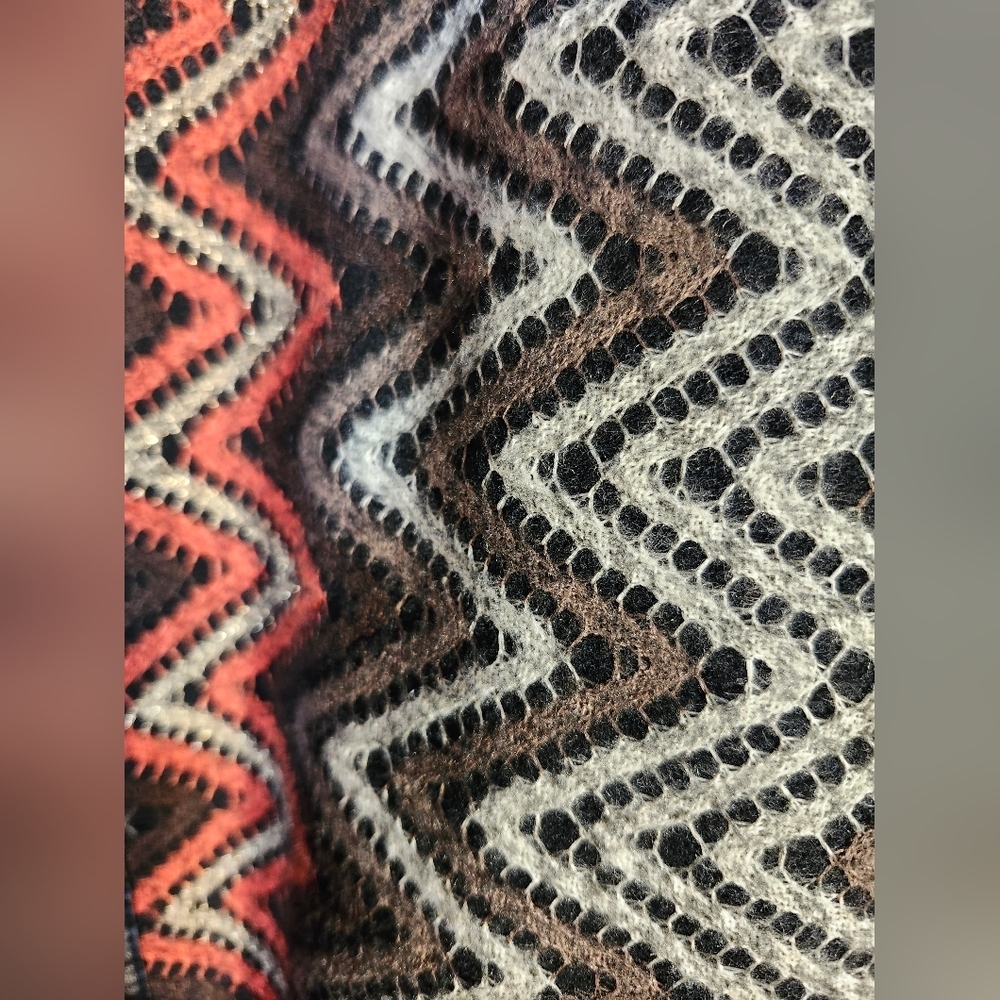 Mechant Chic Zigzag Pattern Blazer - Red, Brown, White Boho Sz XL - Picture 4 of 11